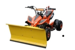 Kinderquad Orange mit Schneeschieber / Max. 55 km/h / 3,5 PS / 49 cm³ / 2-Takter / 1-Zylinder / Automatik / Luftgekühlt / Seilzug-Starter / Ketten-Antrieb / Schneeschild Schneeräumer Quad ATV -
