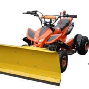 Kinderquad Orange mit Schneeschieber / Max. 55 km/h / 3,5 PS / 49 cm³ / 2-Takter / 1-Zylinder / Automatik / Luftgekühlt / Seilzug-Starter / Ketten-Antrieb / Schneeschild Schneeräumer Quad ATV - 