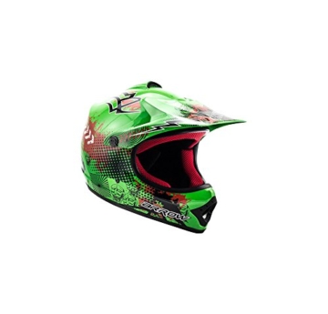 ARROW HELMETS AKC-49 Green Moto-Cross-Helm Cross-Helm Kinder-Cross-Helm Helmet Sport Junior Kids Quad Pocket-Bike Enduro MX Motorrad-Helm Cross-Bike Kinder-Helm, DOT zertifiziert, inkl. Stofftragetasche, Grün, M (55-56cm) - 1