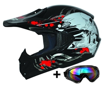 ATO Moto Kids Pro Kinderhelm in Schwarz inklusive MX Motorrad Brille - 1
