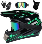 UIGJIOG Motorradhelm Kinder Set mit Brille, Handschuhen und weichem Helmfutter