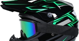 UIGJIOG Motorradhelm Kinder Set mit Brille, Handschuhen und weichem Helmfutter