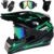 UIGJIOG Motorradhelm Kinder Set mit Brille, Handschuhen und weichem Helmfutter