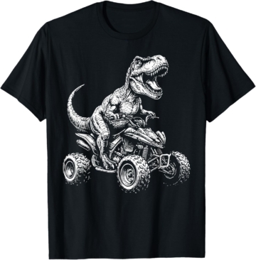 Quad Dinosaur ATV Quad Driver Kids Men Boys Offroad T-Shirt